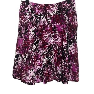 WHBM Flare Skirt Sz 6 Purple Abstract Print Pockets Casual Career Vacation